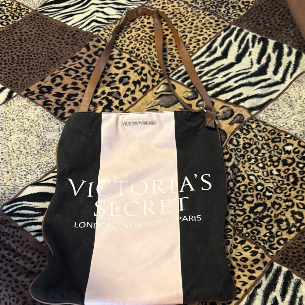 Victoria's Secret Black and Pink Tote Bag